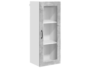 Meuble mural de cuisine, cabinet en verre mural gris béton 40x31x100cm shl9189