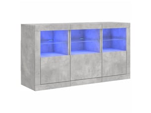 Buffet - bahut - meuble de rangement avec lumières led gris béton 123x37x67 cm