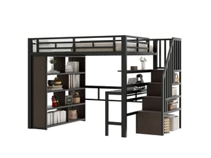 Lit mezzanine 140x200 cm <strong>MODENUIT </strong>  <strong></strong> coloris noir
