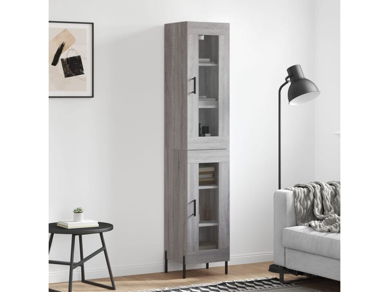  Buffet haut - bahut - meuble de rangement sonoma gris 34,5x34x180 cm bois d'ingénierie  - Conforama B