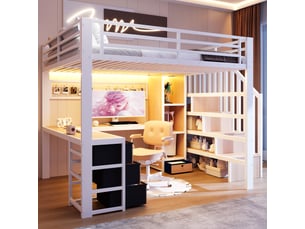 Lit mezzanine 140x200 cm <strong></strong> <strong>Radiant Stride</strong> coloris blanc