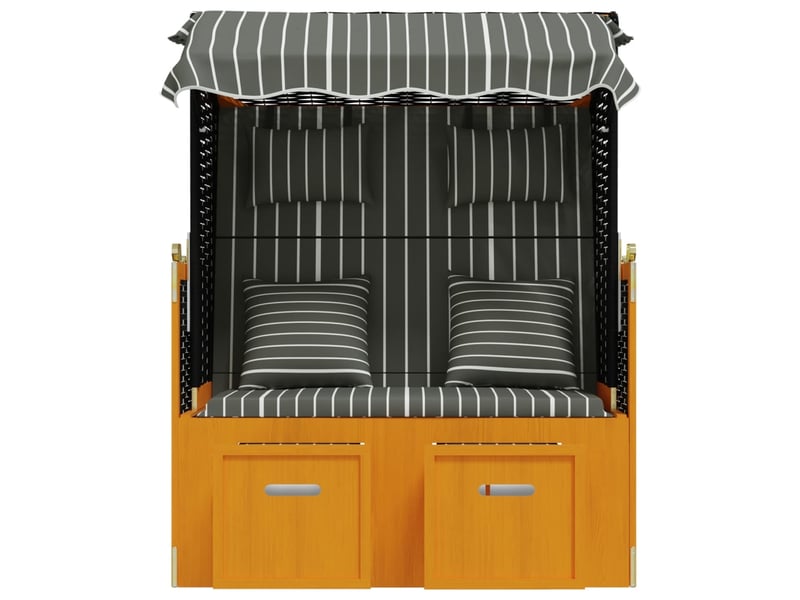  Strandkorb avec coussins résine tressée bois solide noir gris 02_0012178  - Conforama D