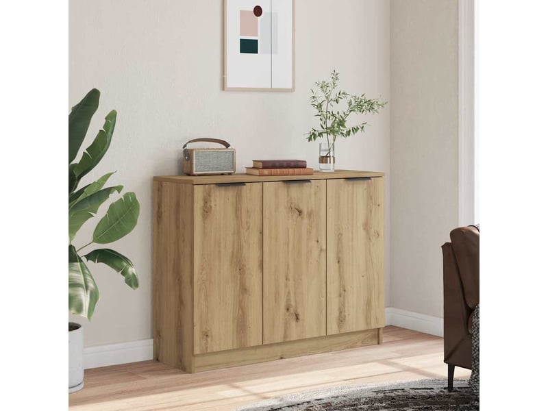  Buffet - bahut - meuble de rangement chêne artisanal 90,5x30x70 cm bois d'ingénierie  - Conforama B
