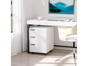 Caisson de bureau à roulettes, classeur à 3 tiroirs, meuble de rangement pour bureauétude, 40 x 50 x 57,5 cm, blanc