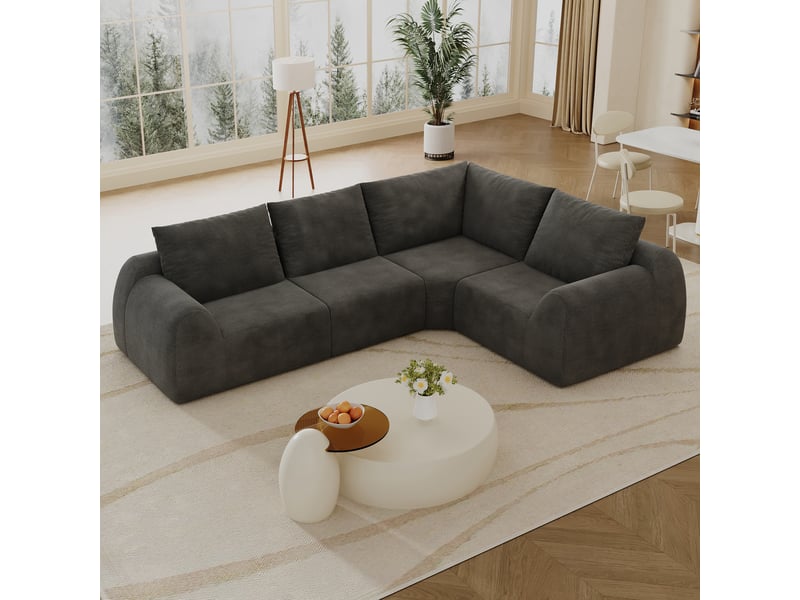  Canapé de salon, canapé pour séjour, gris foncé, sans montage, format compressé, 267 cm, pour salon, appartement, chambre  - Conforama E