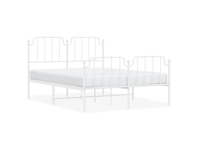 Lit double- lit adulte - cadre de lit métal sans matelas et pied de lit blanc 135x190 cm - Conforama A