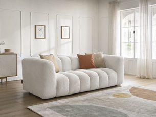 Canapé droit fixe BOBOCHIC TALIA 3 places Tissu blanc
