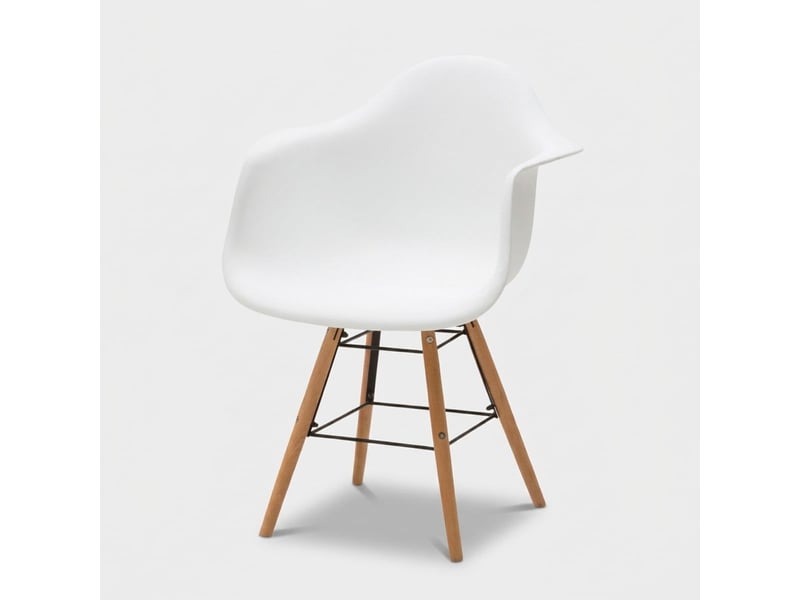  Fauteuil en polypropylène pieds en bois jacqueline - blanc  - Conforama A