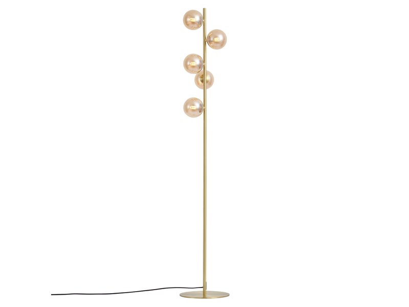  Art deco vloerlamp messing met amber glas 5-lichts - ryan  - Conforama E