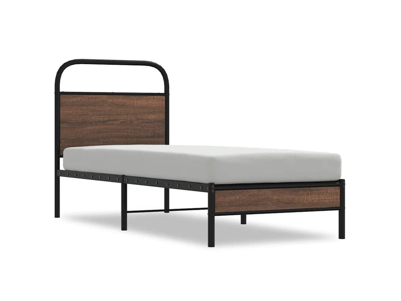 Lit simple- lit adulte - cadre de lit sans matelas 80x200cm chêne marron bois ingénierie - Conforama A