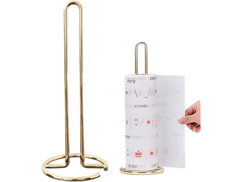  Support de rouleau de papier, porte-rouleau de cuisine portable or porte rouleaux papier toilette vertical en acier support distributeur de papier  - Conforama A
