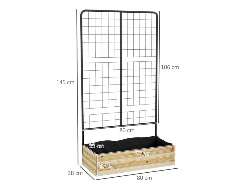  Jardinière avec treillis - bois naturel - treillis pour plantes grimpantes 80x38x145cm - Conforama C