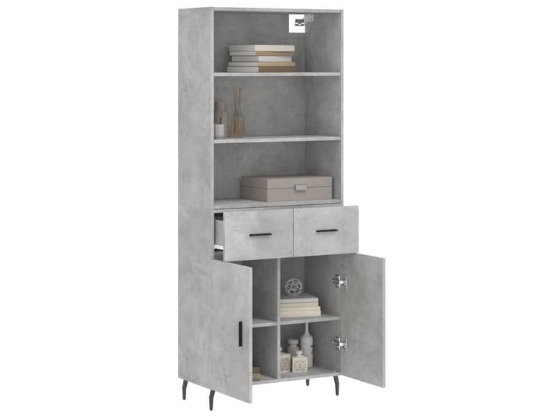  Buffet haut - bahut - meuble de rangement gris béton 69,5x34x180 cm bois d'ingénierie  - Conforama C