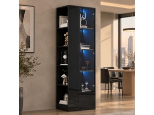 Vitrine coloris noir 9 étagère(s) STILVORA  - 50 cmx160 cm