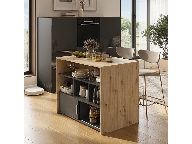  Vicco table de bar, chêne artisananthracite, 105x70cm  - Conforama E