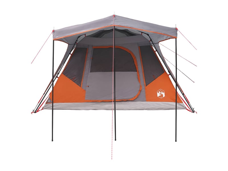  Tente de camping, tente familiale gris et orange 6 personnes polyester et acier  - Conforama E