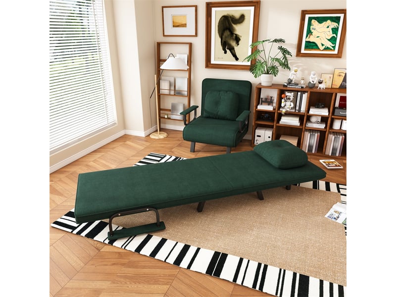  Fauteuil de relaxation convertible 60 x 60 x 80 cm – dossier réglable 5 positions lit 180° – chenille – vert foncé  - Conforama B