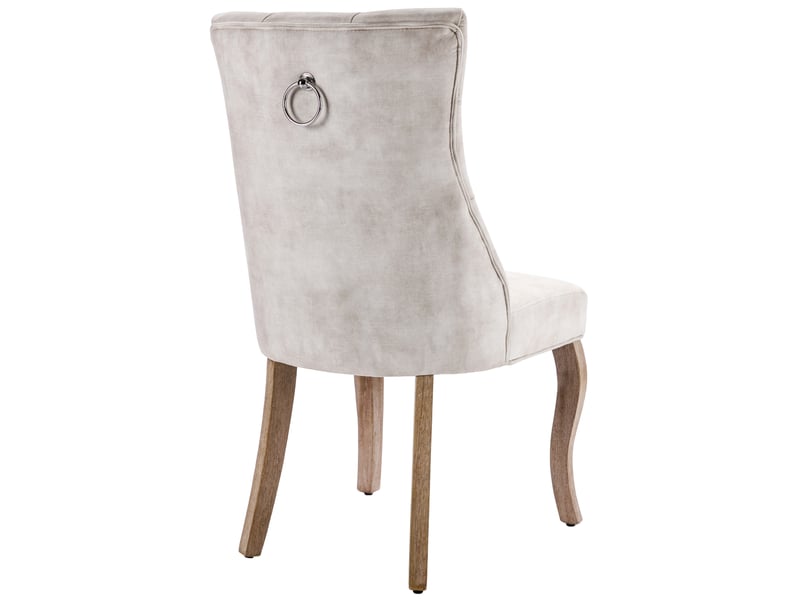  Lot de 2 chaises de salle à manger 51 x 47 x 97 cm beige clair velours, dossier haut capitonné, pieds en bois  - Conforama B