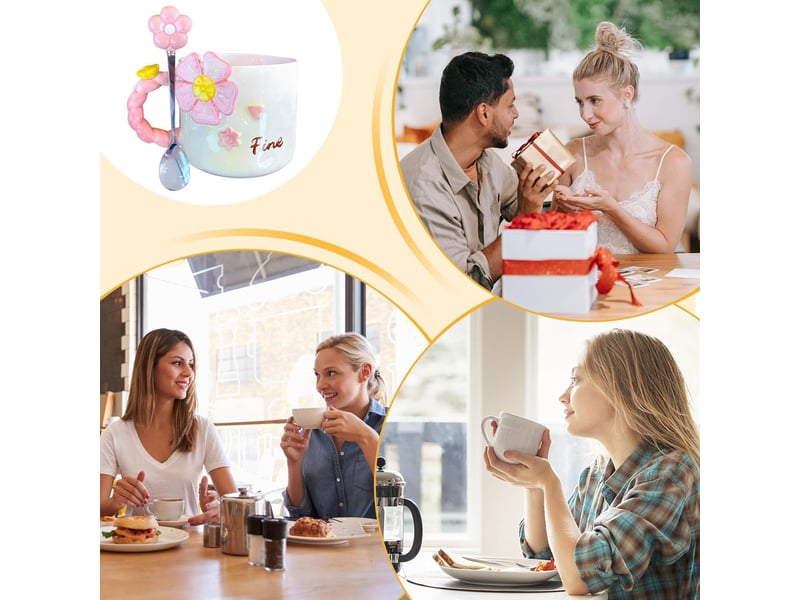 Mug en céramique, décor floral, rose  - Conforama D