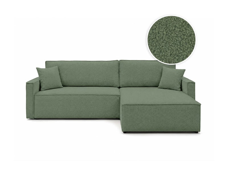  Farah - canapé d'angle max réversible et convertible 5 places accoudoirs slim en tissu bouclettes généreuses  - Conforama A