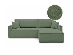 Canapé d'angle réversible convertible LOUNGITUDE FARAH 5 places Tissu bouclette Vert