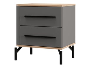 Table de chevet ojai, 2 tiroirs, 52x40x56h cm noir anthracite