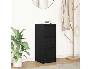 Buffet - bahut - meuble de rangement chêne noir 29,5x34x76 cm bois d'ingénierie