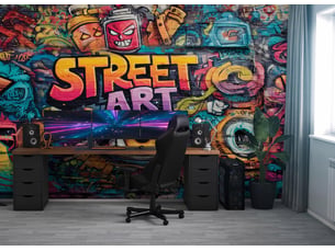 Papier peint panoramique intissé garçon graffiti coloré - 400x280 cm - papier peint enfant
