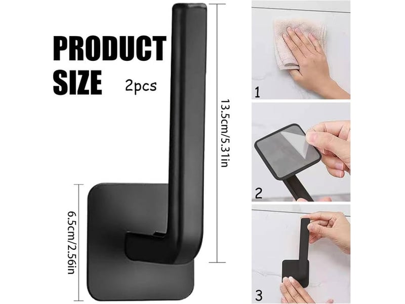 Lot de 2 embrasses de rideaux, sans perçage, attaches décoratives, crochets noirs en forme HRC0003589LY - Conforama B