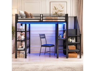 Lit mezzanine 90x200 cm MEUBLIV coloris noir