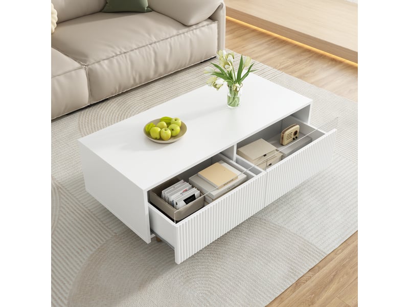  Table basse led - design moderne - éclairage 7 couleurs - tiroirs spacieux 110x50x40cm - Conforama D