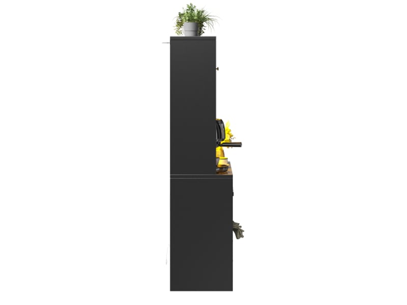  Armoire haute noire – portes en verre bombées, led via app et musique, vinothèque, étagères réglables, anti-basculement  - Conforama E