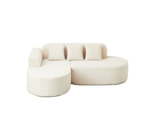 Canapé d'angle compressé gauche fixe <strong>BGSRYAO</strong> <strong></strong> 4 places Velours beige