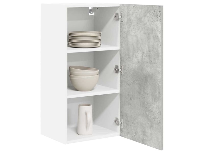 Meuble de rangement, armoire suspendue gris béton et blanc 40x31x80cm - Conforama C