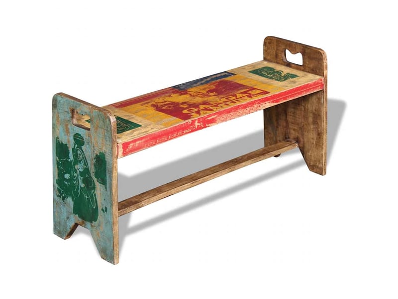  Banc d'entrée, banc d'intérieur bois massif recyclé 100x30x50 cm  - Conforama D