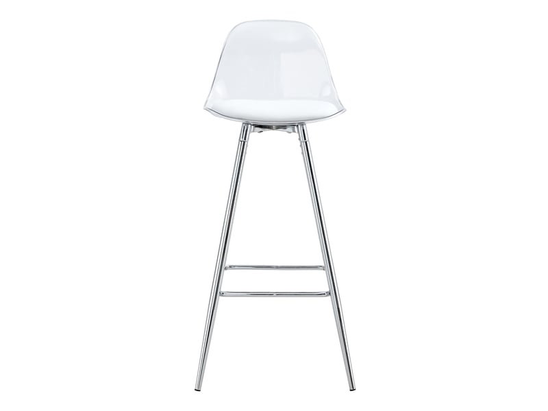 Lot de 2 - tabouret de bar - 60 x 60 x 96,5 cm-blanc et argent - en plastique avec dossier ergonomique, repose-pieds et pieds en métal chromé argenté - Conforama A