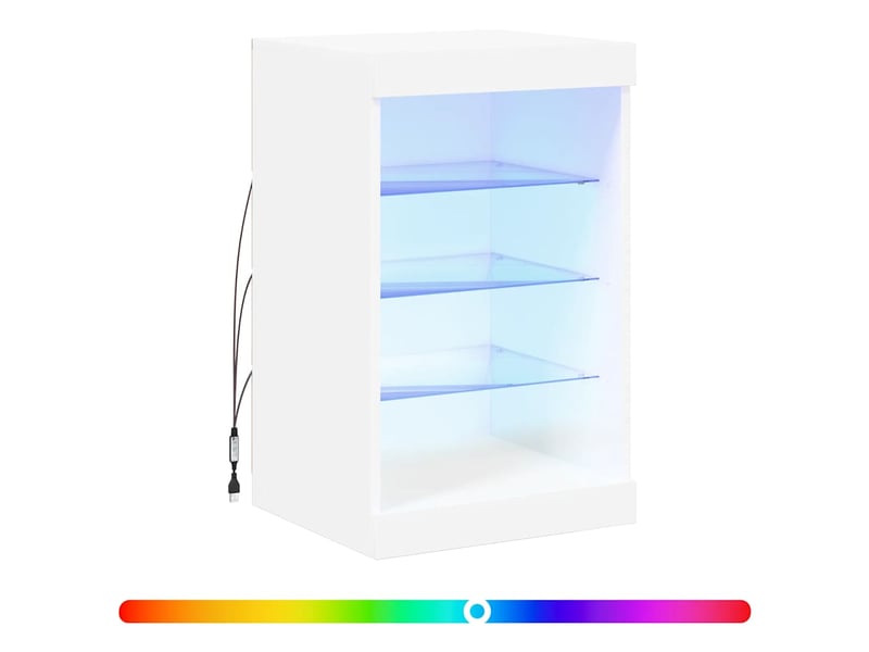  Buffet - bahut - meuble de rangement avec lumières led blanc 41x37x67 cm  - Conforama A