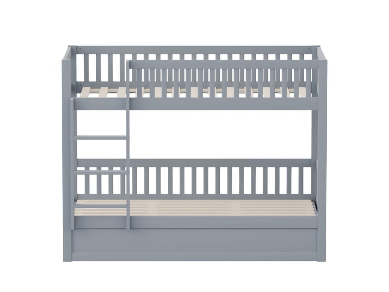  Lit superposé enfant 90x200, sécurité renforcée lit superposé, structure bois massif, système rangement hydraulique, sommier inclus  - Conforama A