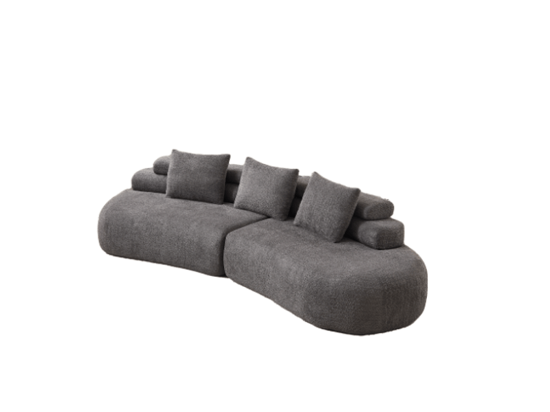  Canapé modulaire incurvé 3 pièces - 250x100 cm anthrazitgrau - sofa design cashew en chenille sans bords durs pour salon moderne  - Conforama A