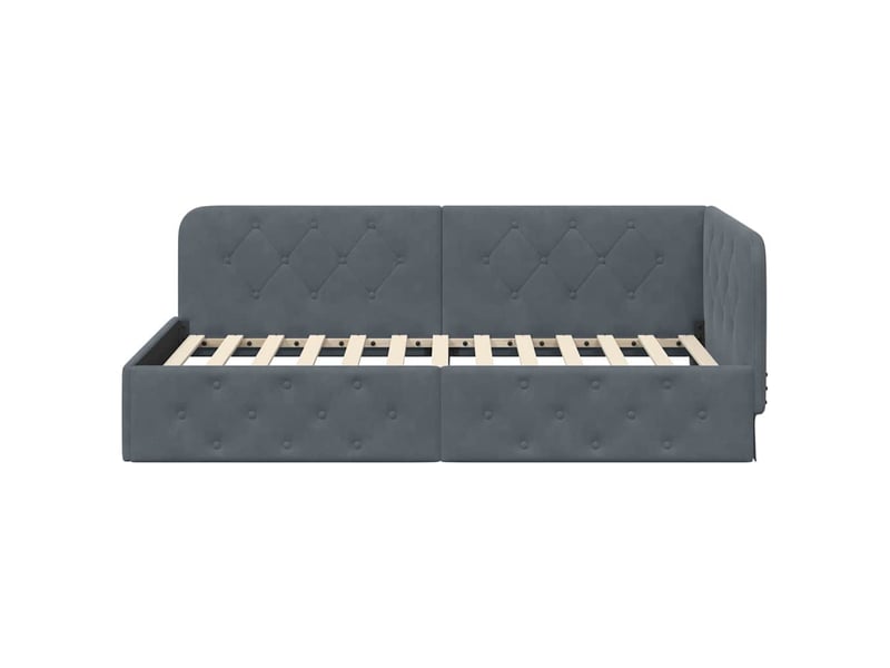  Lit simple- lit adulte -  cadre de lit d'angle gris foncé 100 x 200 cm velours  - Conforama D