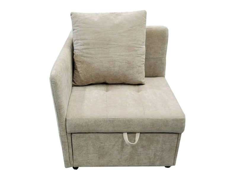  Canapé convertible 3 places beige, lit d'appoint tissu lin avec rangement intégré et dossier réglable  - Conforama E