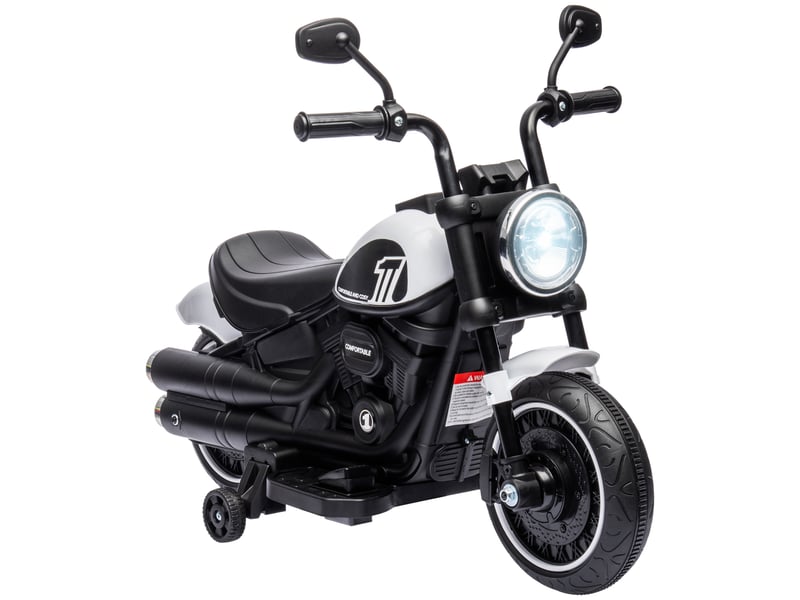 Moto électrique pour enfants de 18 à 36 mois avec roues et phare, 76 x 42 x 57 cm, noir et blanc  - Conforama A