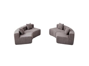 Canapé 4 places - 383.5x83.8x73.6 cm - canapé droit incurvé modulaire chenille avec coussins, sans montage, ressorts - gris