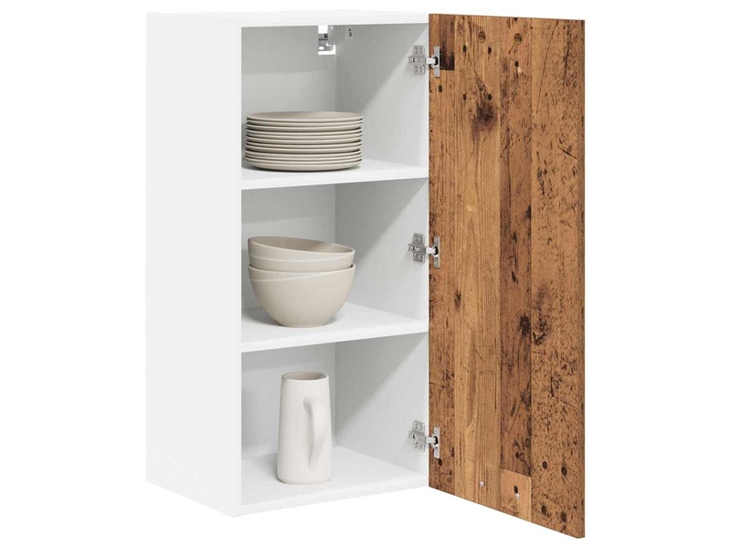 Meuble de rangement cuisine, armoire suspendue bois ancien et blanc 40x31x80cm - Conforama C