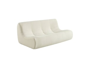 Canapé droit compressé fixe 3 places Tissu bouclette blanc
