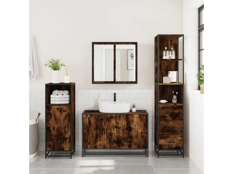 Ensemble de meubles de salle de bain 3 pcs chêne fumé cf63722 - Conforama D