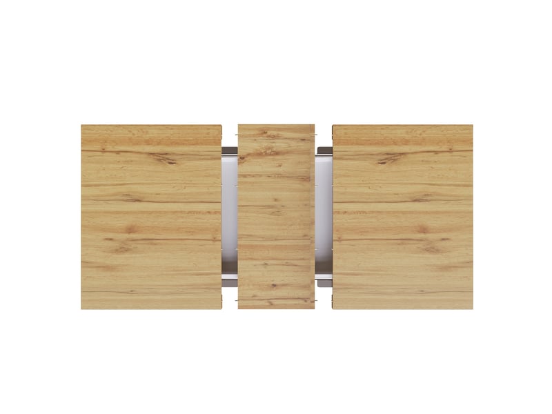 Table de repas extensible, 110x70x76,5 cm, relief décor, design moderne, plateau mdf, piètement métal, coloris blanc - Conforama E
