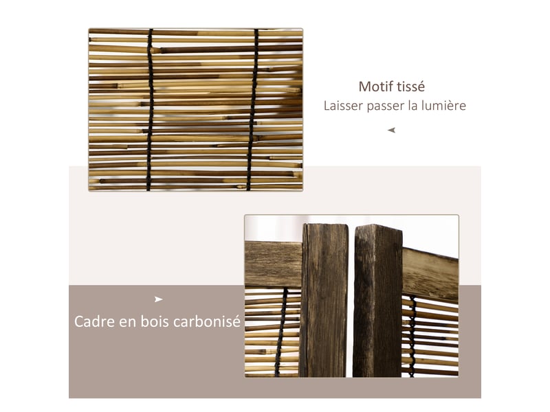  Paravent en bois séparateur de pièce closion de séparation pliable 4 panneaux 160 x 170 cm naturel -  - Conforama A