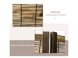 Paravent en bois séparateur de pièce closion de séparation pliable 4 panneaux 160 x 170 cm naturel -