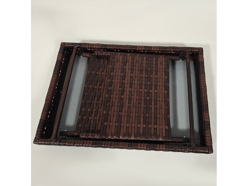  Table de jardin pliante en résine tressée marron 60x41x41 cm, résistante à l'eau, sans montage, pour balcon  - Conforama D